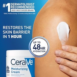CeraVe - Crema hidratante | 19 onzas | Humectante diario para rostro y cuerpo para piel seca