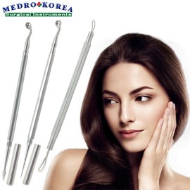 의료용 여드름압출기 3종 피지 여드름짜는도구 피부 Medical Acne Extractor 3-Piece Set - Pimple Popping Tools for Skin Care