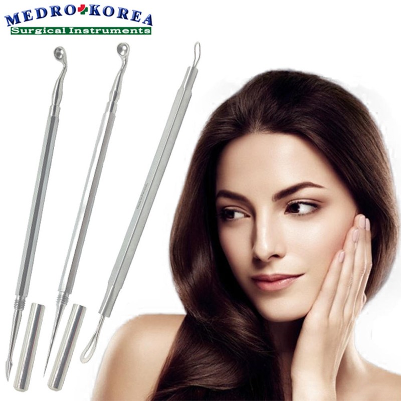 의료용 여드름압출기 3종 피지 여드름짜는도구 피부 Medical Acne Extractor 3-Piece