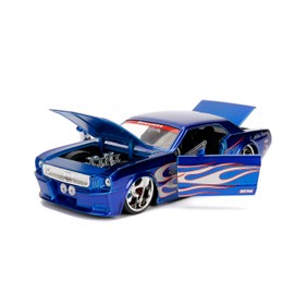 Bigtime Muscle 1:24 1965 Ford Mustang Die-Cast Car, Toys for Kids and Adults(Blue/Silver Flames)