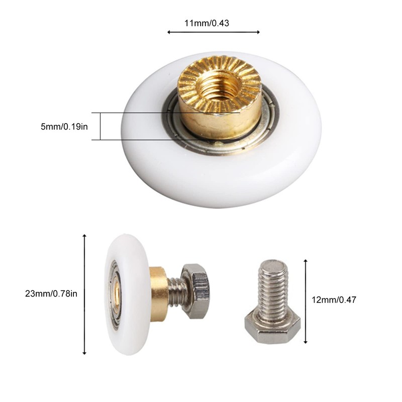 Qikuver Shower Door Roller, 4 Sets Shower Door Rollers Runners