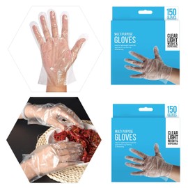 HOVUK 300Pcs Multi-Purpose Gloves| 2Pk Contains 300 Gloves| Lightweight Clear Protective Gloves for Kitchen Home Restaurant Housework Beauty Cleaning Gloves
