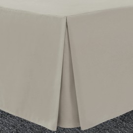 Bronwen Mathew Box Pleated Base Valance Sheet Single Bed Skirt Base Valance Sheets, Microfiber Soft Brushed Easy Care Non Iron (Single, Linen)