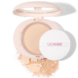 UCANBE Polvos compactos y base de maquillaje 2 en 1, polvos fijadores impecables con control de grasa mate, maquillaje coreano, polvos de acabado de  