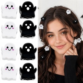 Halloween Ghost Mini Hair Clips 8Pcs Black White Spooky Clips