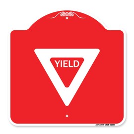 SignMission Designer Series Sign - Yield | Red & White 18" X 18" Heavy-Gauge Aluminum Architectural Sign | Protect Your Business & Municipality | Made in The USA
