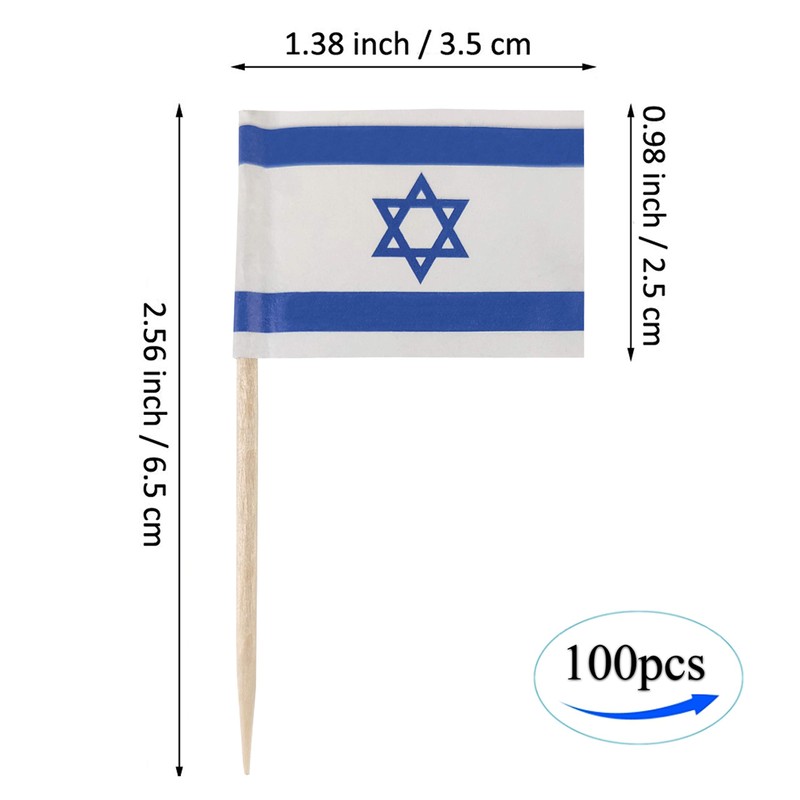 JBCD Israel Toothpick Flag Israeli Mini Small Cupcake Topper Flags,