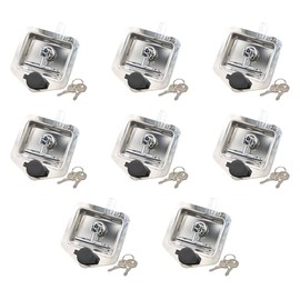 Mytee Products (8 Pack) T-Handle Tool Box Lock Rv Door Latch with Two Keys Stainless Steel Polished NOT KEYED Alike