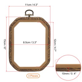 PATIKIL 6x4.3inch Embroidery Hoops, 3Pieces Imitated Wood Octagonal Frame Cross Stitch Hoop Ring for Embroidery Art Craft Sewing Ornaments Hanging Decoration