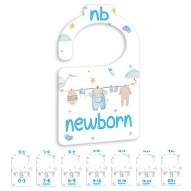 JMOST Boy Baby Closet Dividers for Nursery Closet Organizer, Newborn to 24 Months Size Clothes, Bule Hangers with Size Dividers, Double Sided