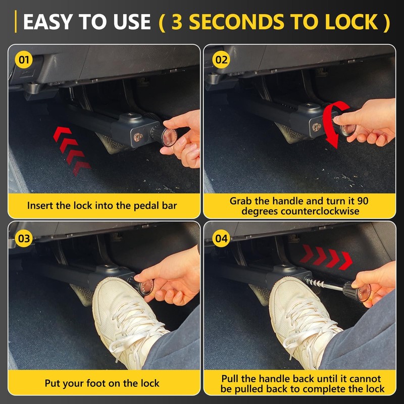 Brake Pedal Lock - Car Anti Theft Device with Led,