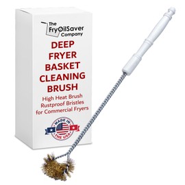 Deep Fryer Basket Cleaning Brush, Brass Bristle, Removes Grime for Diners & Restaurants Deep Fryers, Up to 750F High Heat Resistant Rustproof, High Tensile Fryer Cleaning Brush by FryOilSaver Co. B51C