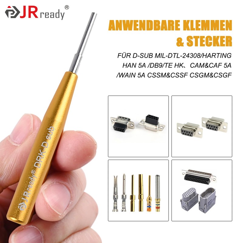 JRready DRK-D sub Pin Tool Removable TE/HARTING/MIL-DTL-24308 D SUB Series