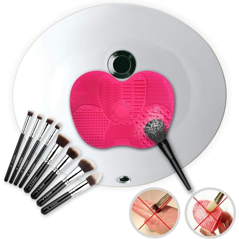 Limpiador de brochas de maquillaje de silicona, almohadilla de limpieza
