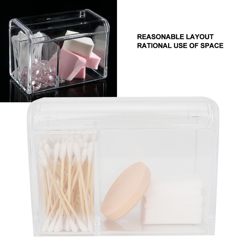 Transparent Cotton Swab Storage Box Makeup Powder Puff Cosmetic Tool
