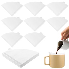 Pack of 200 Coffee Filters Size 1, V-Shaped Coffee Filter Paper Filter, Unbleached Coffee Filter Paper, 01 Coffee Cone Filter Paper for Coffee Drip Cones Coffee Machines (White, 1-2 Cups)