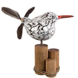 ART-CRAFT Bird Wind Chime with Feather Propeller as Maritime Decoration, Balcony Decoration or as Garden Decoration and Propeller (Seagull Erna)