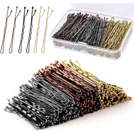 FATASH 150Pcs Hair Grips Clips Bobby Kirby Pins - Secure Hold for Women and Girls - Waved Slides, Curved Hair Pins - Decorative Hair Bun Pins - Brown