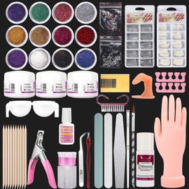 Practice Hand for Acrylic Nails, Fake Maniquin Training Hand for Nail Practice, Nail Practice Hand with Acrylic Nail Powder and Liquid Set, Nail Kit Set Professional Acrylic with Manincure Hand