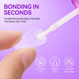 Gelike EC Extra Strong Nail Glue - Brush On Nail Glue for False Nails Tips, Press On Nails, Quick-Drying, No Need UV Lamp, Durable & Long-Lasting for Broken Nail, Nail Tips, Nail Salon