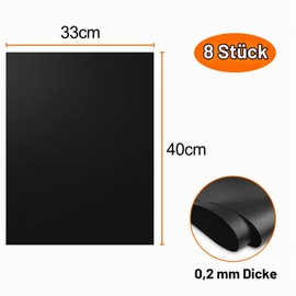 Relota BBQ Grill Mat, Teflon Non-Stick Grill Mat for Gas Grill, 40 x 33 cm, Black for Gas Grill, Teflon Grill Mat for Charcoal Grill, Grill, Oven (Pack of 8)