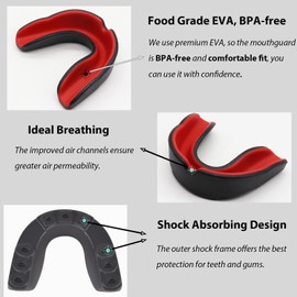 2 Pcs Sports Mouth Guard Kids Gum Shield Sports Mouthguard with Portable Case, Youth Mouth Guard for Rugby, Hockey, Boxing, Martial Arts, Contact Sports
