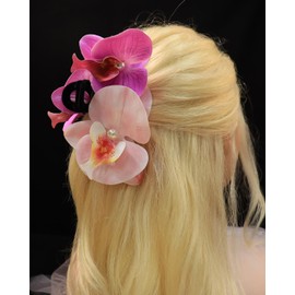 Rannyrena Bohemian Artificial Butterfly Orchid Hair Claw Clip Large Flower Hair Piece Fake Floral Bridal Wedding Hair Accessory for Women and Girls
