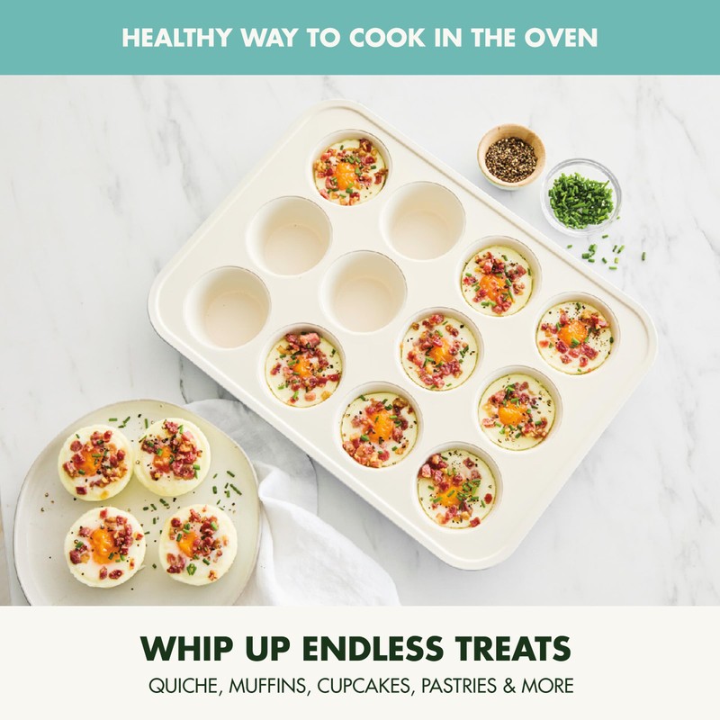 GreenPan Bakewell 12-Cup Muffin Pan, Healthy Ceramic Nonstick Bakeware, PFAS-Free