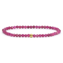 Echtes Rubin Edelstein Armband mit facettierten 3mm Perlen - verschiedene Längen - Heilstein Schutzstein Edelsteinarmband Glücksbringer Talisman Geschenk (Rubin, 20CM)