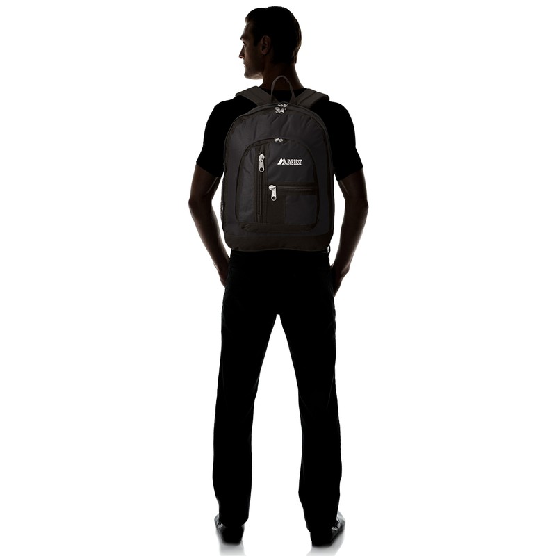 Everest Double Main Compartment Backpack, Black, One Size