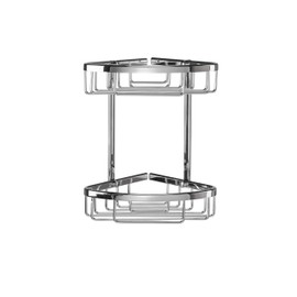 Croydex Slimline Aluminium Two Tier Corner Basket Shower Caddy, Lifetime Rust Free Guarantee, Silver