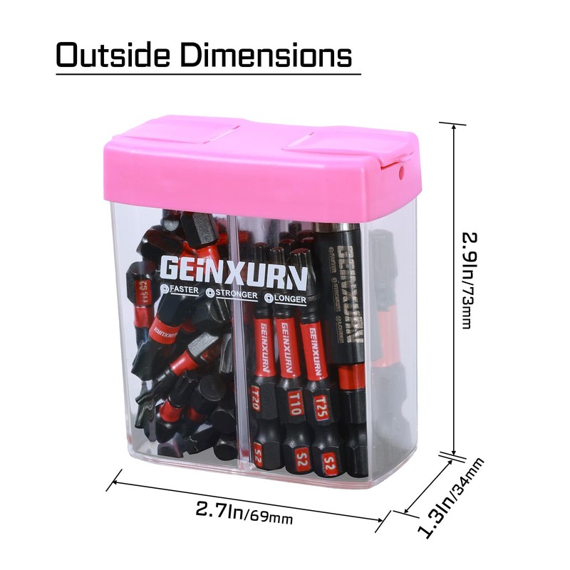 Geinxurn Impact Torx Screwdriver Bits Set,43 Pcs(T7-T40) Magnetic 1"& 2"