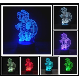 Gfytdxe 3D Optical Illusion LED Night Light, Boy Girl Kids Baby Sleep Desk Lamp Touch Control 7 Color Change USB Powered for Home Decorations or Holiday Gifts (Animal Turtle)
