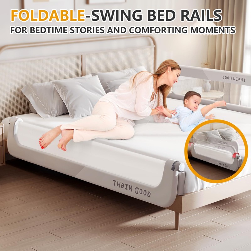 strenkitech Foldable Toddler Bed Rails - Kids Guard Bumper for