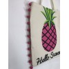 Unbranded Hello Summer Pineapple & Pom-Poms Graphic Canvas Cotton Multipurpose