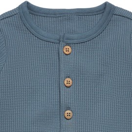 Modern Moments by Gerber Baby Boys' Mini Waffle Romper, Medium Blue, 24 Months