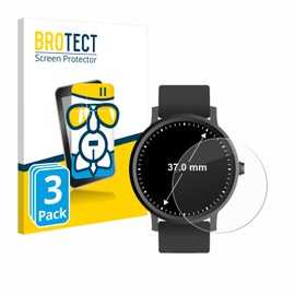 BROTECT Protective glass for wristwatches (circular, diameter: 37 mm) (pack of 3), protective film, tempered glass [extremely scratch-resistant, 9H, anti-fingerprint, Ul