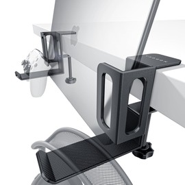 NODOCA Laptop Storage for Desk, MacBook Vertical Stand, Vertical Laptop Stand, with Headphone Holder, Desk Side Storage, Laptop Storage Rack[M, Black]