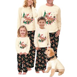 Awoscut Christmas Pajamas for Family Christmas Pjs Matching Sets for Couples Adults Kids Funny Holiday Sleepwear Elk Xmas Jammies