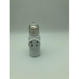 Figame 3 Prong Light Bulb Socket Plug Adapter, Polarized Bulb Socket Converter, E26/E27 Bulb to 2/3 Prong Plug Socket Splitter for Porch Porch CCTV Camera Indoor Outdoor 2 Pack (White, 2)