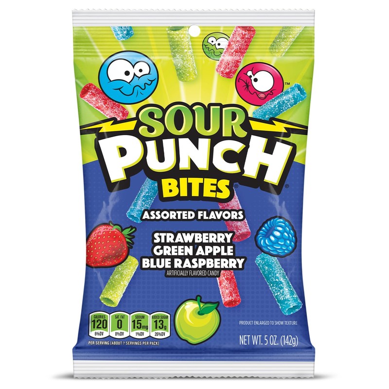Sour Punch Bites, Assorted Sweet & Sour Fruit Flavors, Chewy