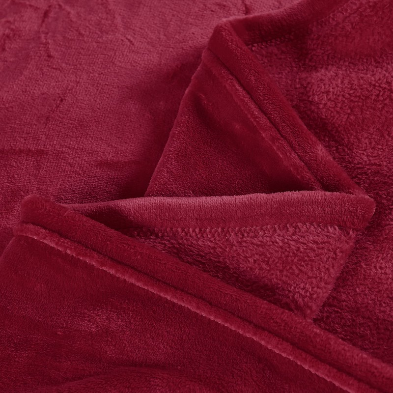 BYTIDE Solid Color Flannel Fleece Queen Bed Blanket with Storage