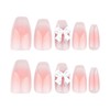 Coffin Press on Nails Short French Tip Fake Nails Blush