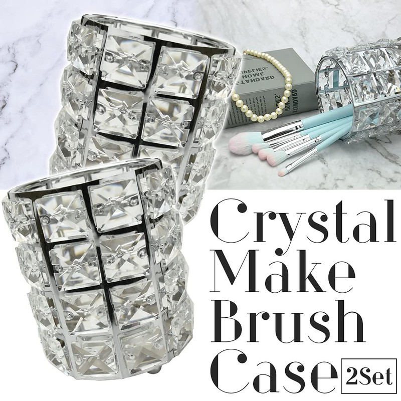 Crystal Cylindrical Makeup Brush Case Stand for Home Decor Makeup