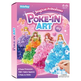 Poke-in Art and Crafts kit for Kids, DIY 8 Magical Princesses & 6 Accessories, Pretty Princess Game Toys for Girl 4-6 6-8 8-12, Gifts for Boys & Girls Ages 4 5 6 7 8 9 10 11 12 Years Old