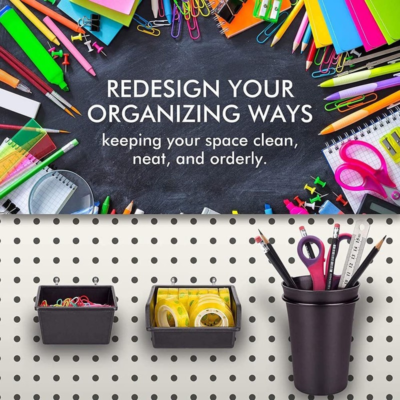 PRATYAHARA Bins Peg Board Cups with Hooks & 12 Pack,Assortment