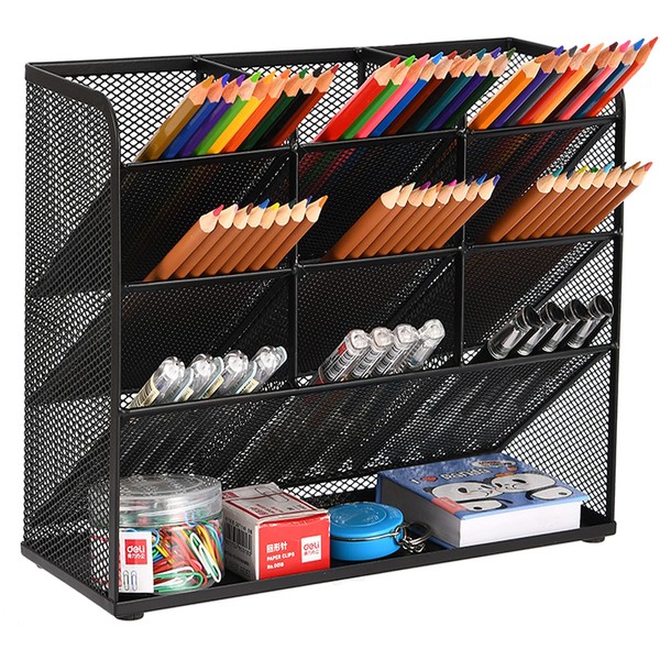 Marbrasse Mesh Desk Organizer, Multi-Functional Pen Holder, Desktop Stationary Organizer, Storage Rack for School Home Office Art Supplies (Mesh Pen Holder)