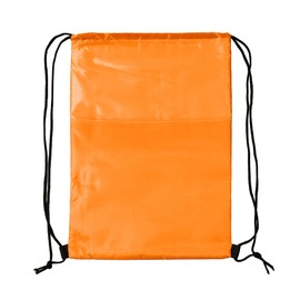 Thermobeutel Rucksack Kordelzug 31 x 43 cm Isothermisch mit Tasche | Leichte Kühltasche für Mittagessen Reisen Schule Sport | Innen Aluminium wasserdicht faltbar und wiederverwendbar (Orange)