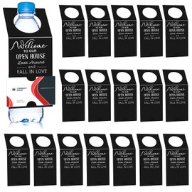 Eersida 50 Pieces Open House Water Bottle Hang Tags Open House Supplies Tags for Bottles Real Estate Agent Supplies for Real Estate Agent Favors (Black)