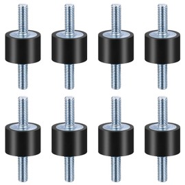 8 Pcs M6 Rubber Buffers Rubber Mounts, Rubber Bobbin Mounts, Anti-Vibration Shock Absorber Rubber Isolator Mounts with Double Male Thread for Air Compressors Gasoline Engines(VV20*15 M6 x 18)